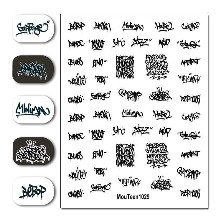 Waterslide Decal Paper - 最新のホット Mouteen1029 滴下落書きネイルステッカーネイルウォーターステッカーネイルアートステッカーデカールアート装飾