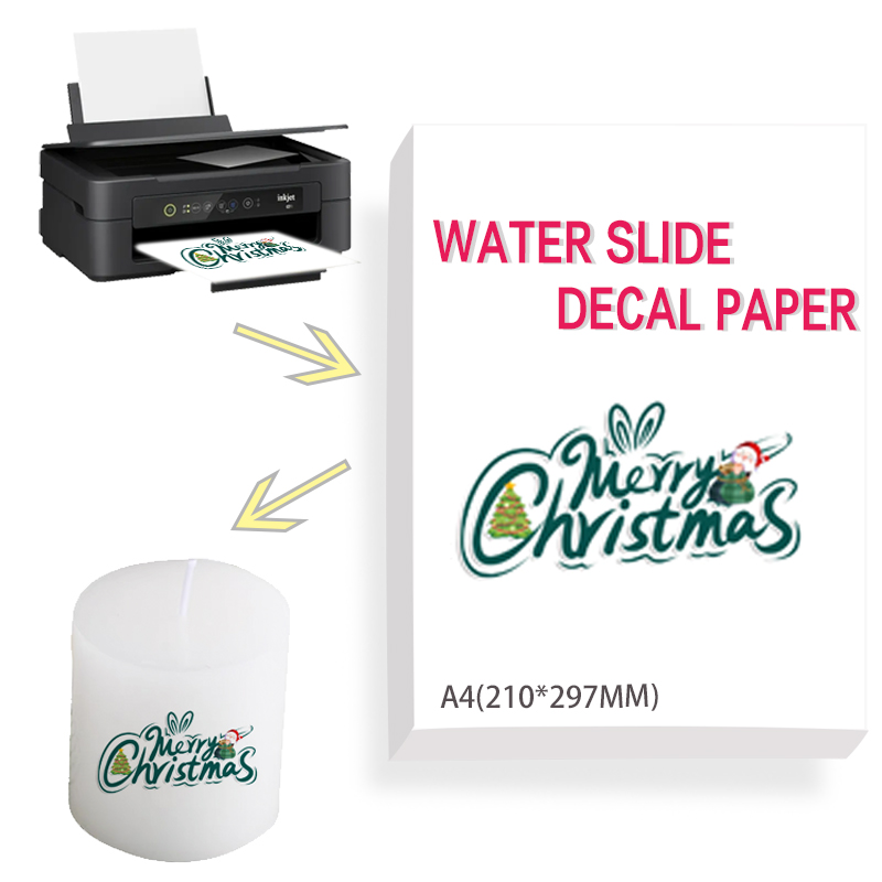 Waterslide Decal Paper - DIYデカールギフトクラフト、透明な白、透明な印刷可能なウォータースライド、透明な白い、転写紙、a4サイズ