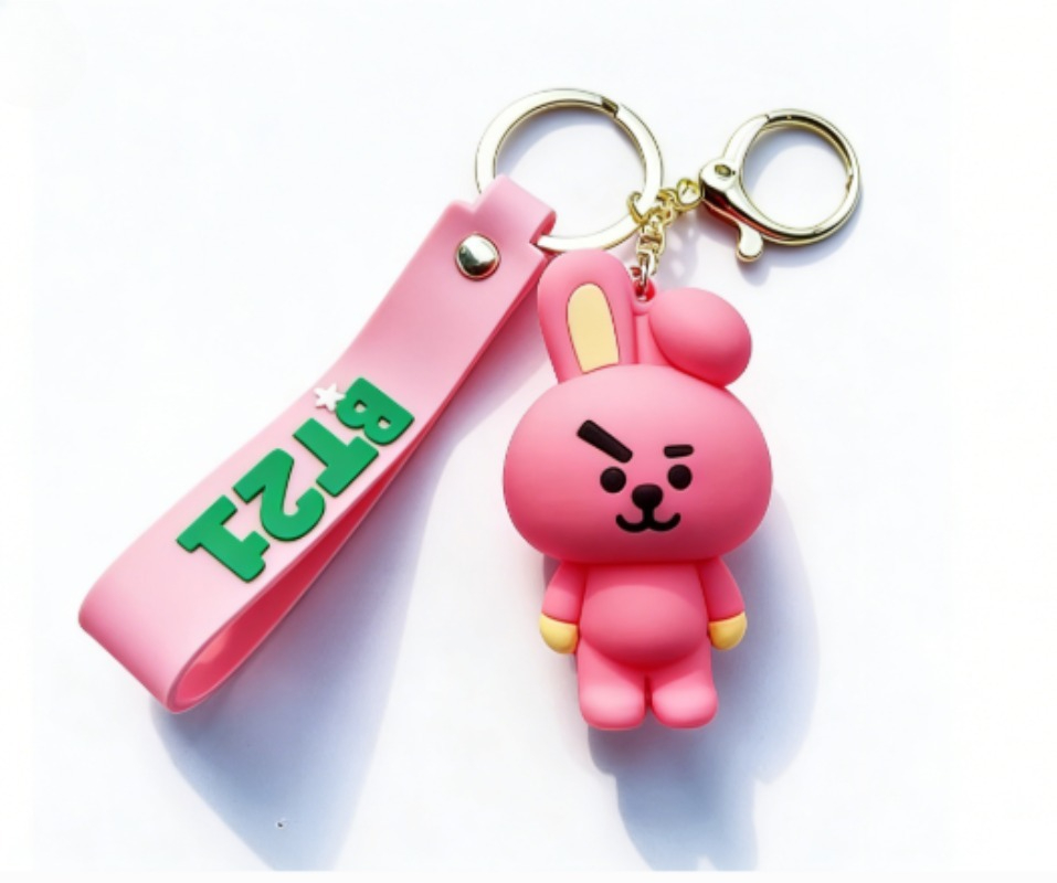 Model Kit Cars - 新しいBT21コヤRJシューキークッキータタチミーマンキーホルダー、クリエイティブで高品質なアニメ漫画フィギュアモデル、車やバックパック用キーホルダー