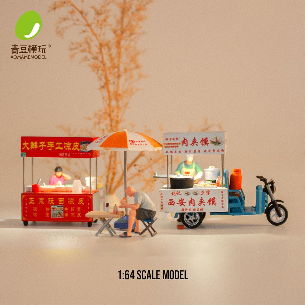 Model Kit Toy - 1/64 ナイトマーケットのモデルキット - 高精度3Dプリント樹脂製ミニチュアフードストール、モデルジオラマ、DIYシーン、コレクタブルアイテム用