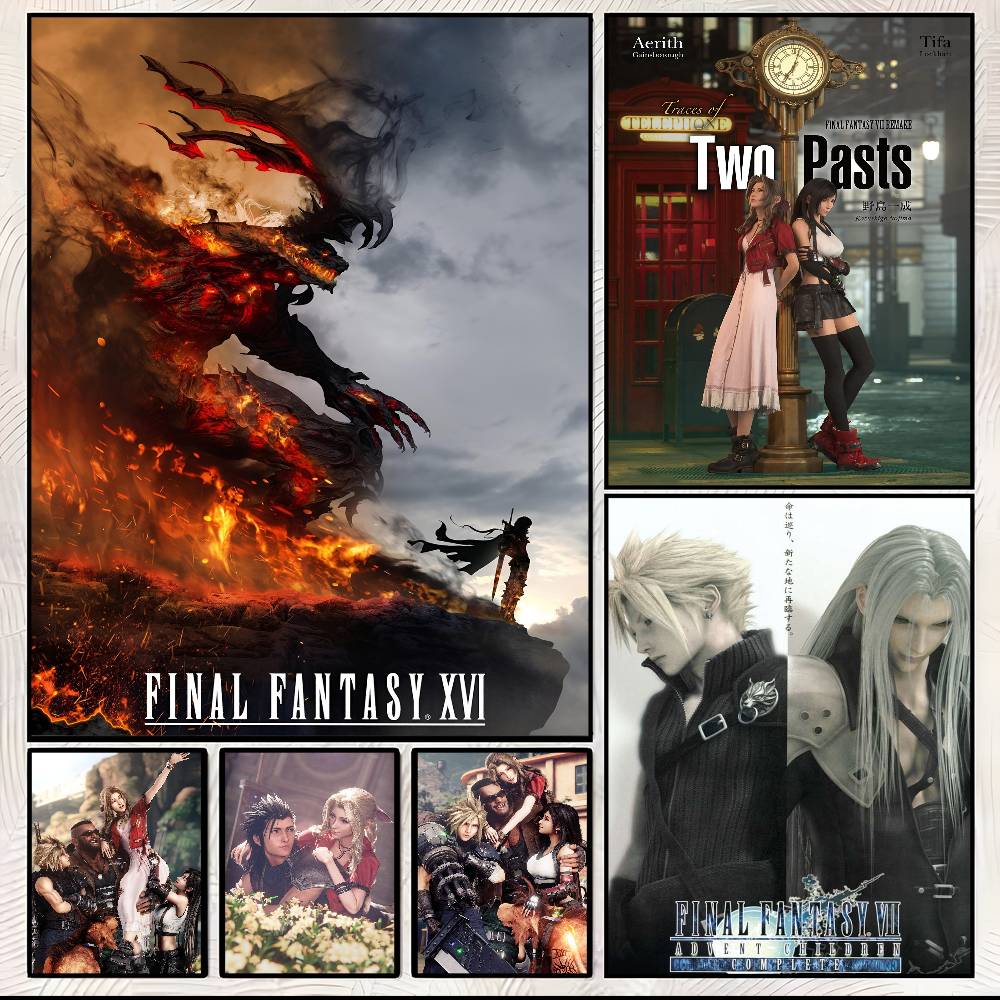 Model Kit Final Fantasy - アニメフィギュアスケッチビデオゲームファイナルファンタジーポスターアートプリント付きホームベッドルームリビングルーム装飾ギフト