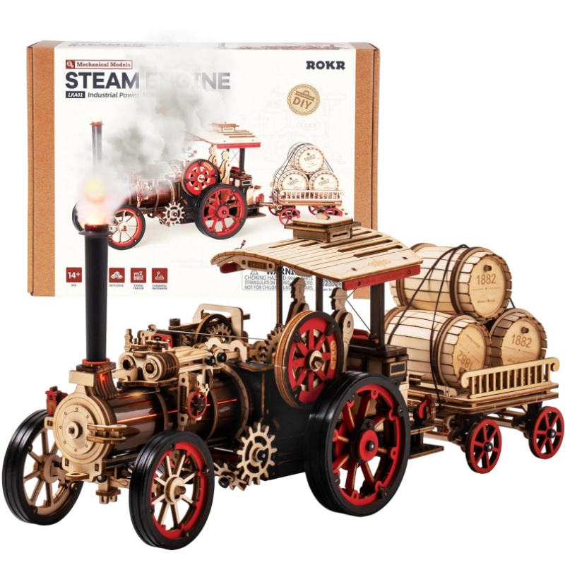 Model Kit Locomotive - Robotime Rokr 車モデル構築キット 3D 木製パズル スチームキット
