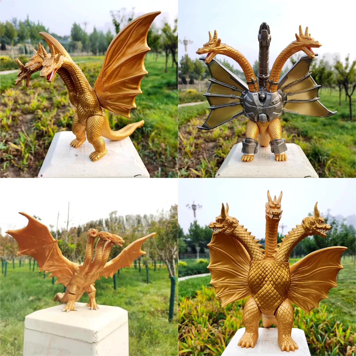 Model Kit Vs Figure - ドラゴンキングのアクションフィギュア,3つのドラゴンキング,ギドラ,ゴジラvsカイザー,アニメモデル,ソフトラバー,子供のおもちゃ,ギフト,大型