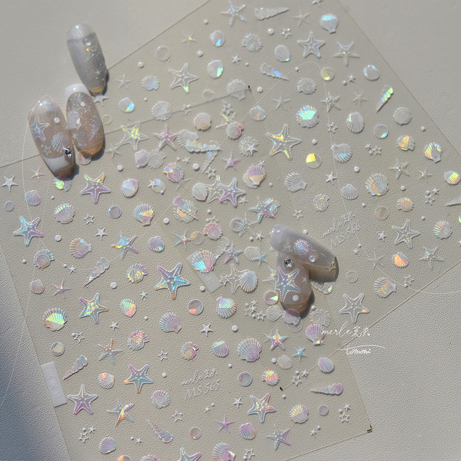 フラッシュ貝殻ヒトデ水の波紋高品質夏海ネイルステッカーネイル - Waterslide Decal Paper のレビューと価格