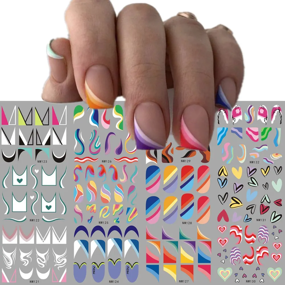 フレンチヒントネイルスライダーステッカータトゥー幾何学ライン - Waterslide Decal Paper のレビューと価格