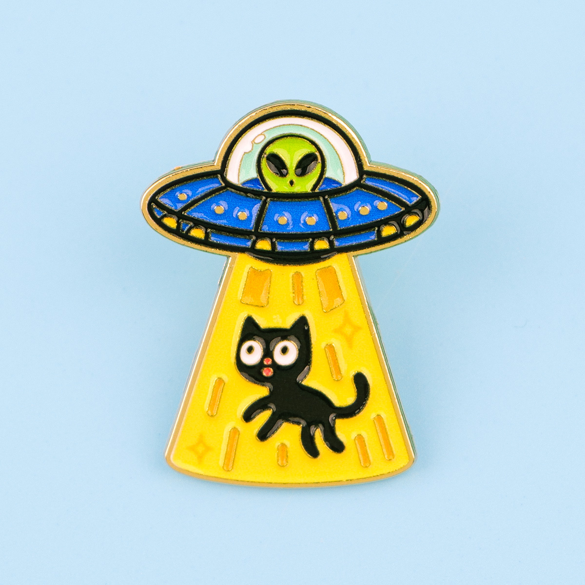 星月夜黒猫エナメルピン面白いUFO猫アブダクションラペルピン - Model Kit Ufo のレビューと価格