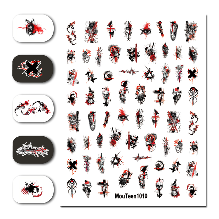 最新のホット Mouteen1029 滴下落書きネイルステッ - Waterslide Decal Paper のレビューと価格