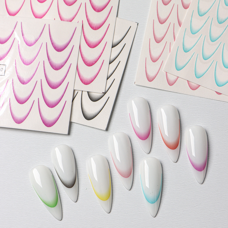 8 個グラデーションフレンチネイルアートステッカーインクブル - Waterslide Decal Paper のレビューと価格