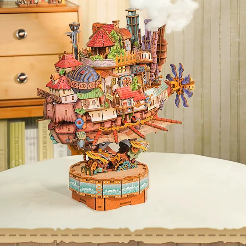 本物の旅行船ハウルの動く城木製パズルビルディングブロックジオ - Model Kit Manual のレビューと価格